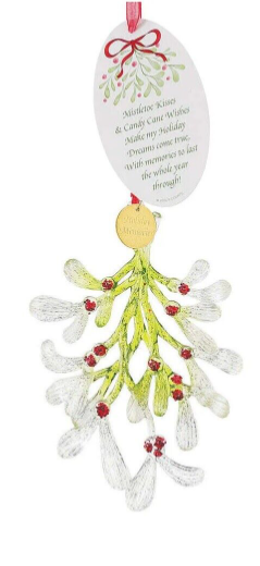 Mistletoe Kisses with Sentiment Message on Tag - by Enesco 